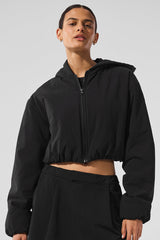 Alo Yoga Cropped Mountain Peak Full-Zip Hoodie - Black