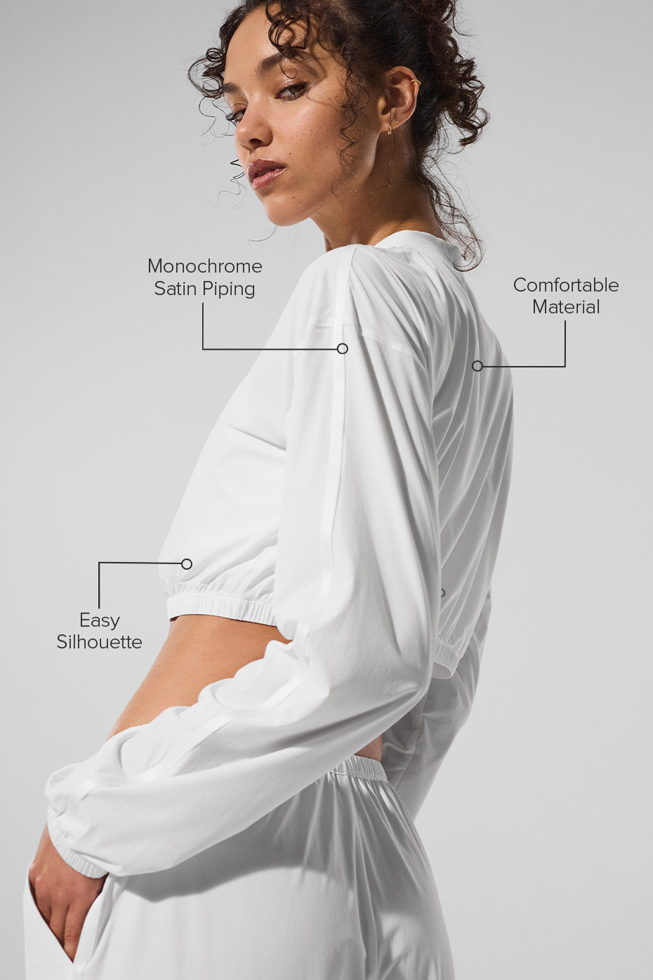 Alo Yoga Cropped Breezy Full-Zip Cover Up - White
