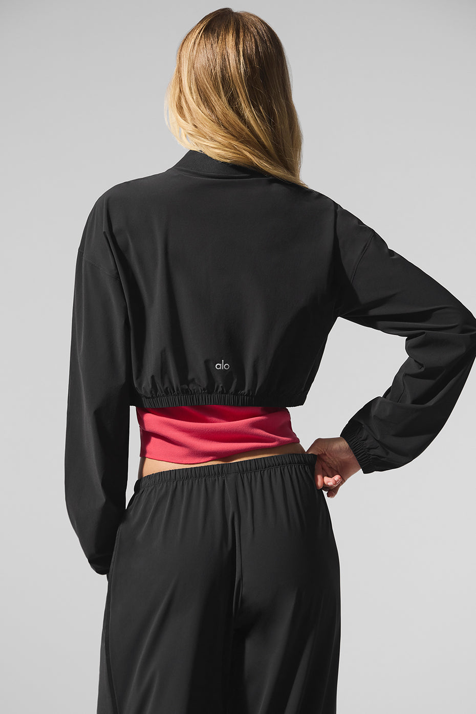 Alo Yoga Cropped Breezy Full-Zip Cover Up - Black