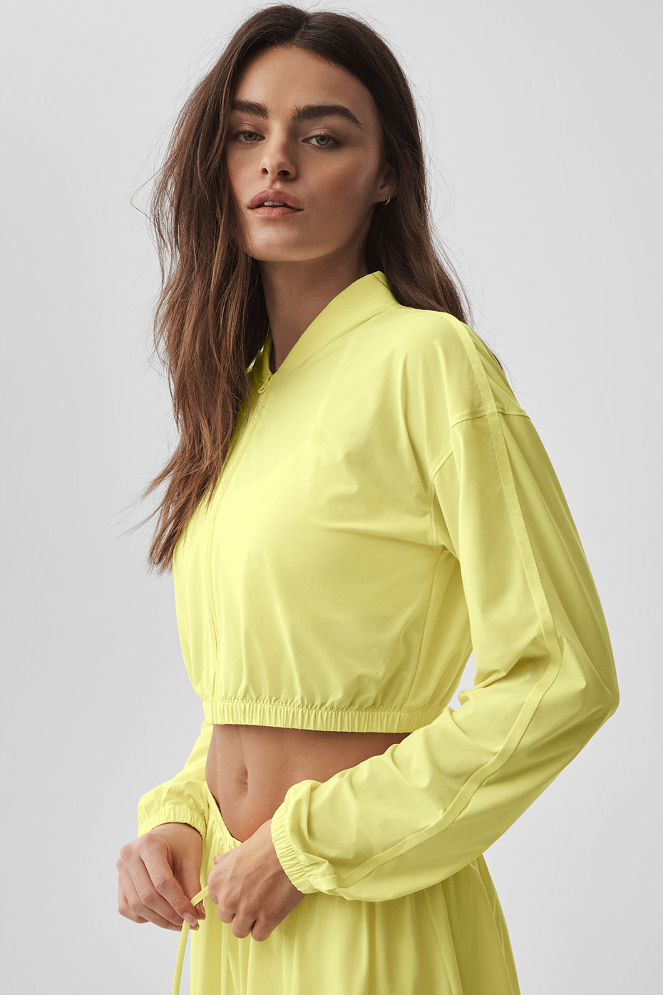 Alo Yoga Cropped Breezy Full-Zip Cover Up - Sunshine