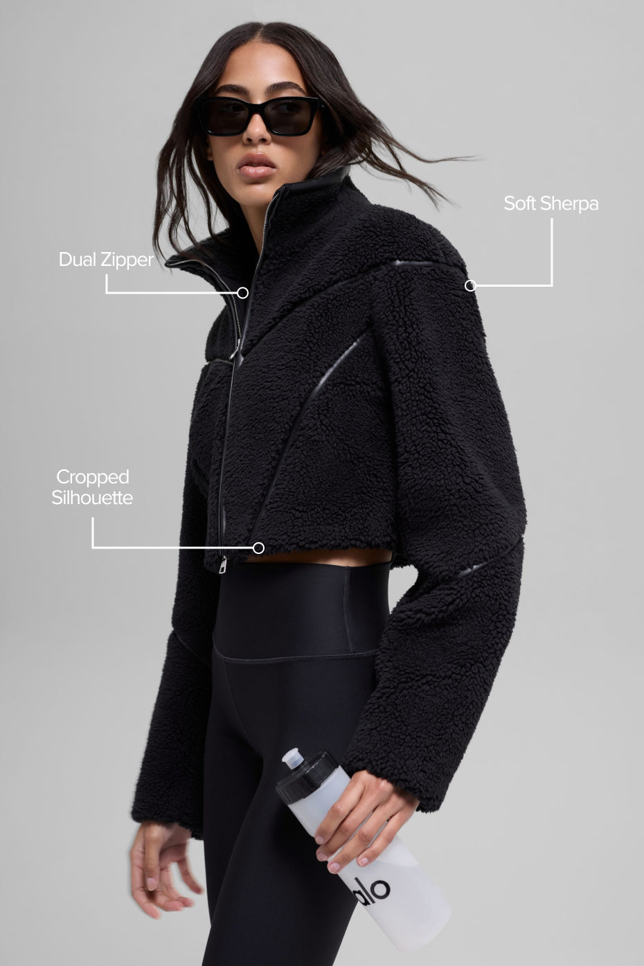 Alo Yoga Sherpa Cropped Slope Side Jacket - Black