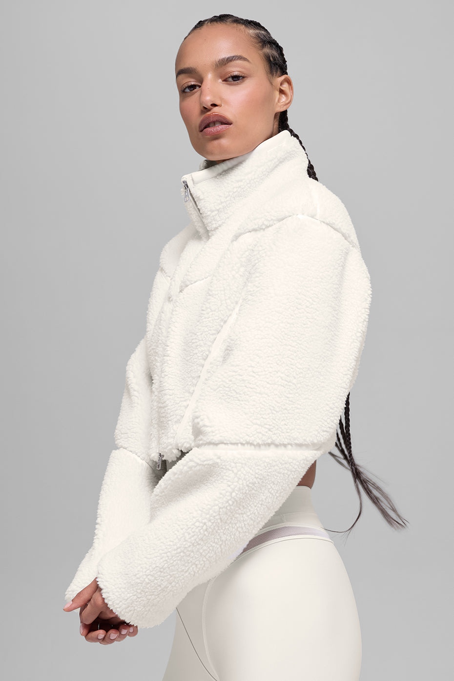 Alo Yoga Sherpa Cropped Slope Side Jacket - Ivory