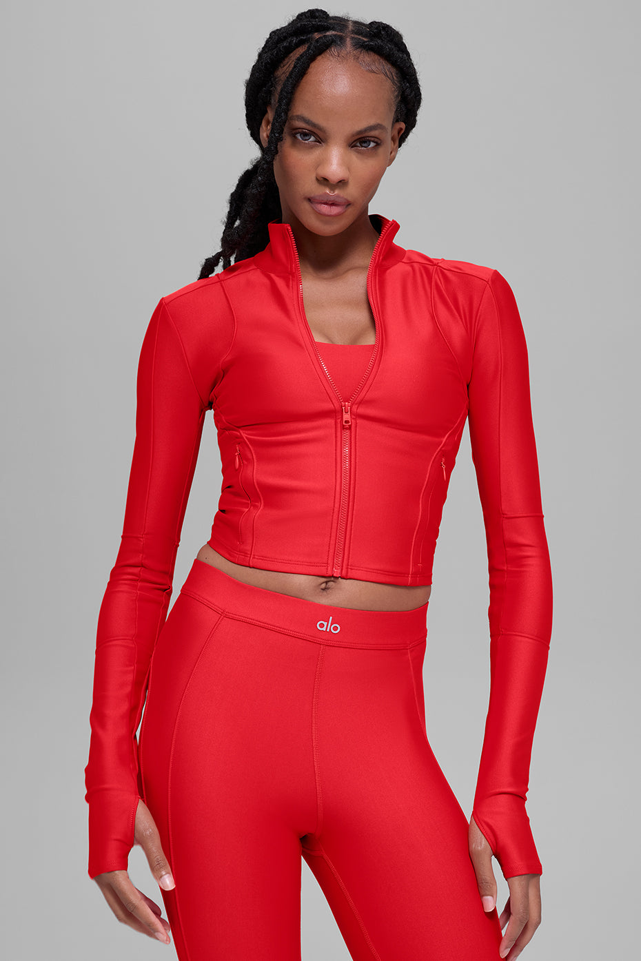 Alo Yoga Airlift Ignite Zip Up Jacket - Bright Red