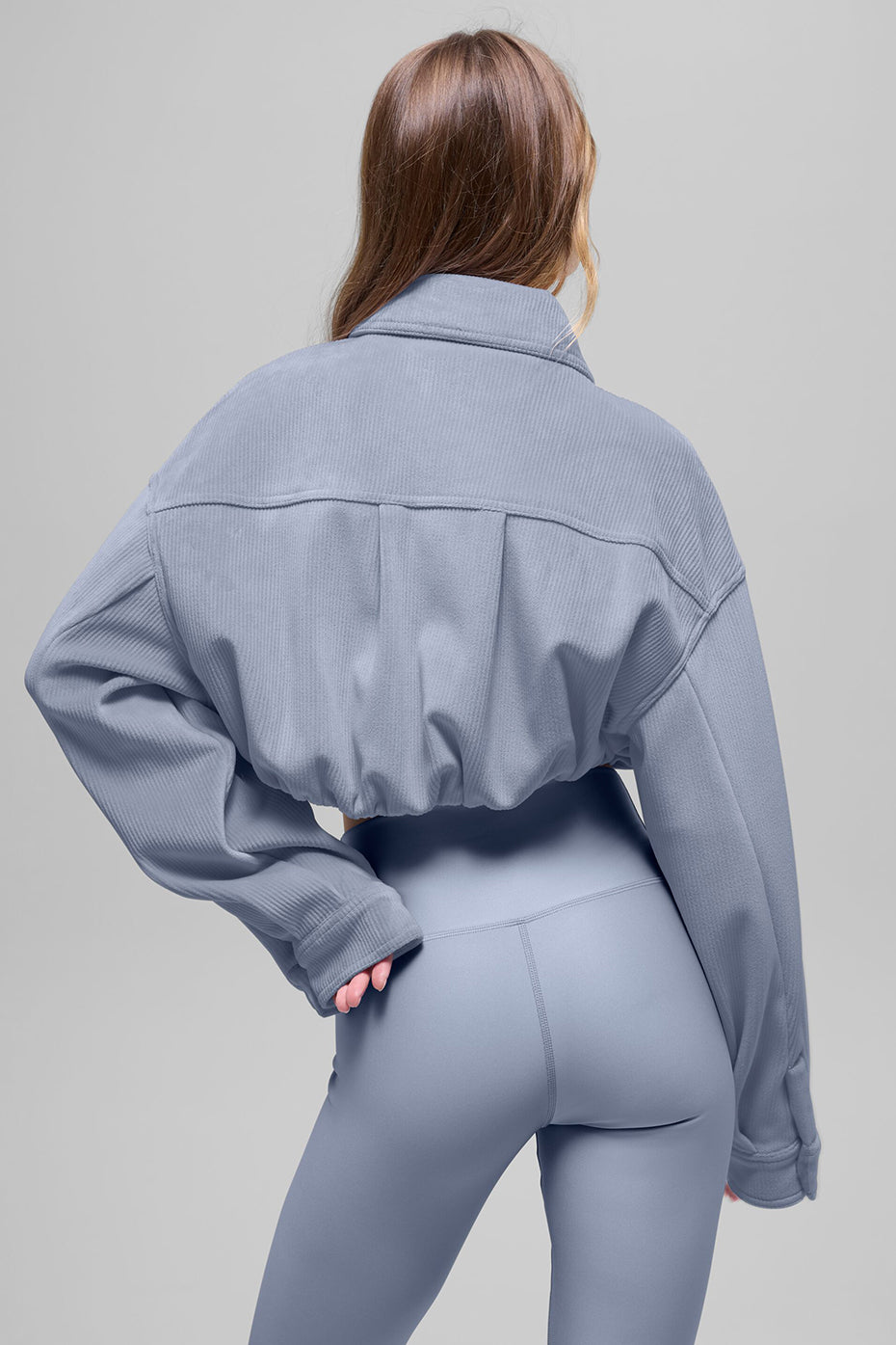 Alo Yoga Ribbed Velour Cropped Mountain Side Jacket - Winter Frost