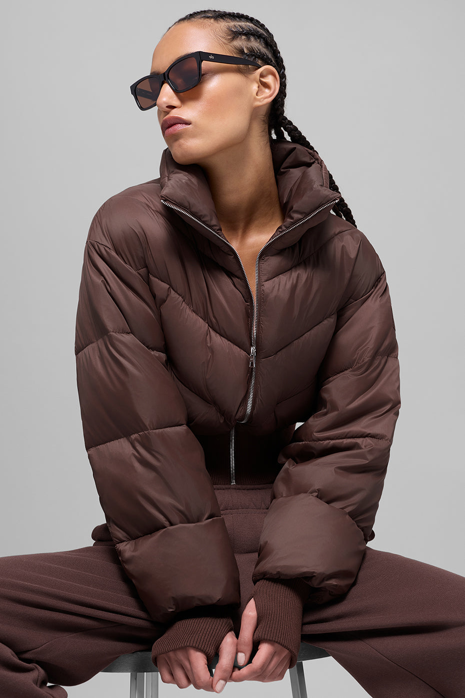 Alo Yoga Cropped Atmosphere Puffer - Brownstone