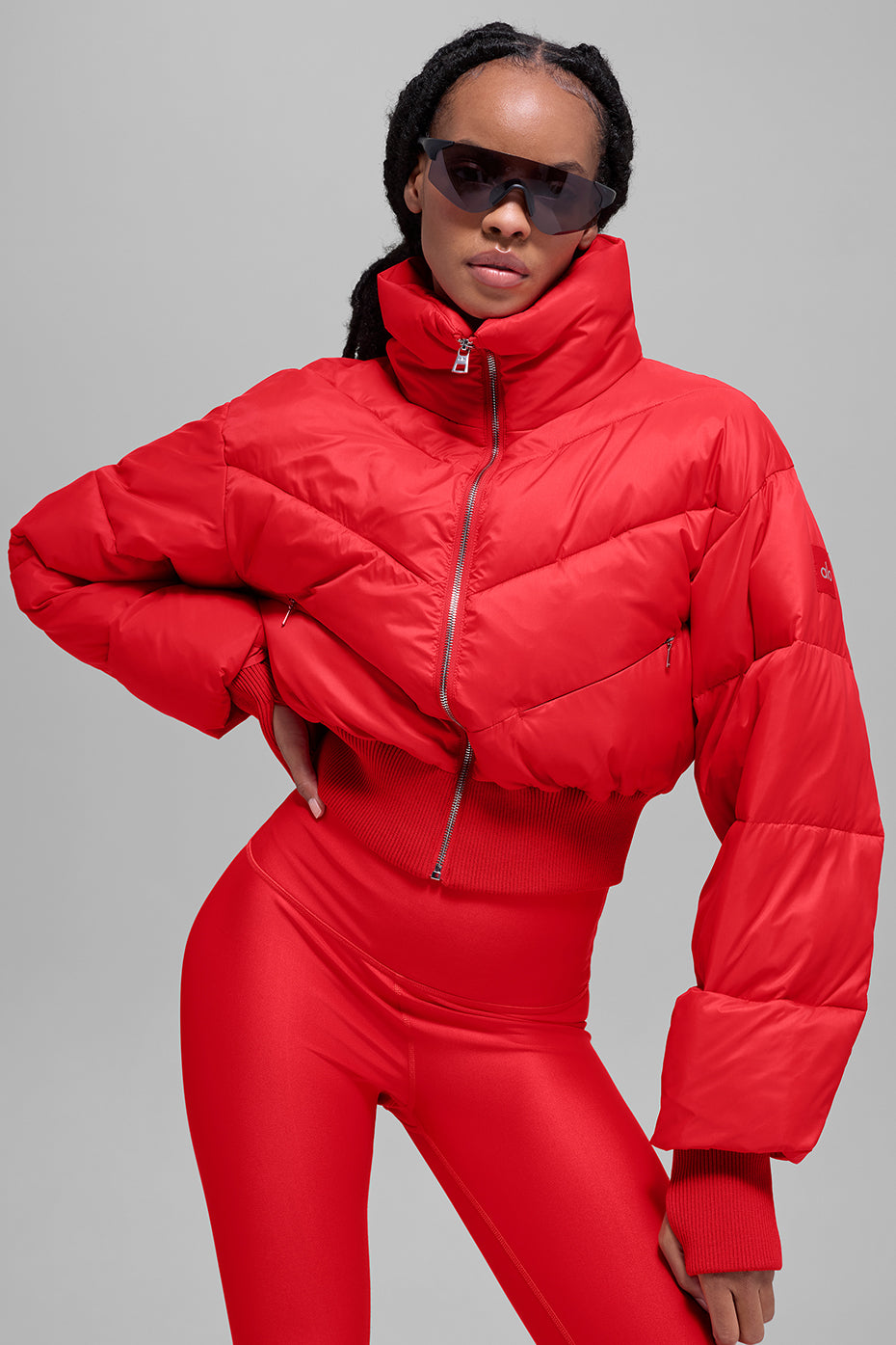 Alo Yoga Cropped Atmosphere Puffer - Bright Red