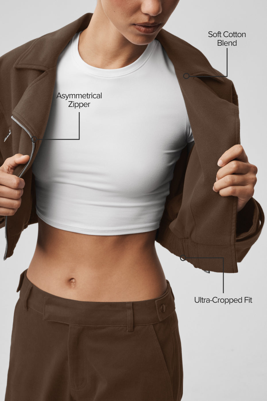 Alo Yoga Cropped Cosmopolitan Jacket - Espresso