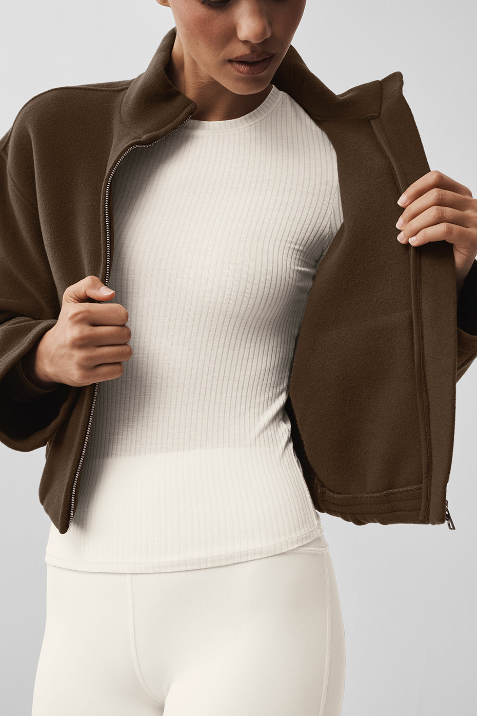 Alo Yoga Double Face Wool City Girl Jacket - Espresso