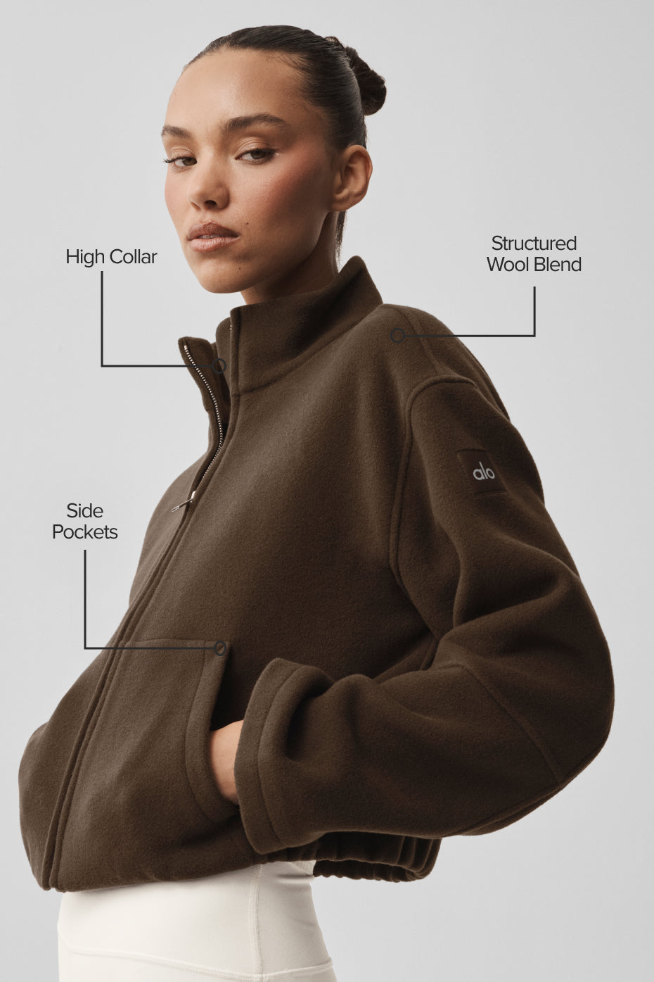 Alo Yoga Double Face Wool City Girl Jacket - Espresso