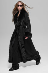 Alo Yoga Faux Fur Trimmed Longline Coat - Black