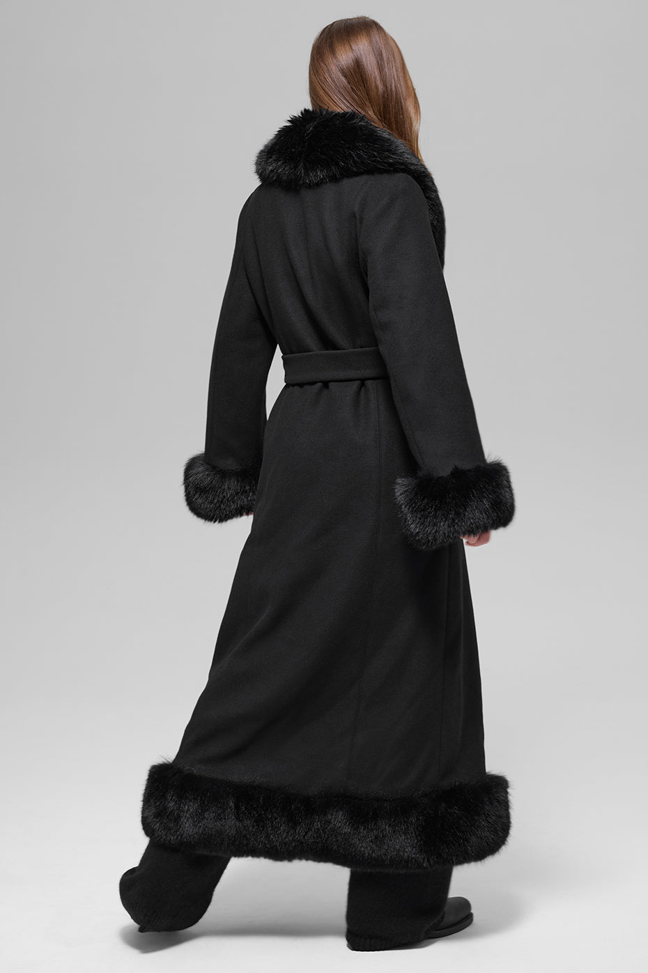 Alo Yoga Faux Fur Trimmed Longline Coat - Black