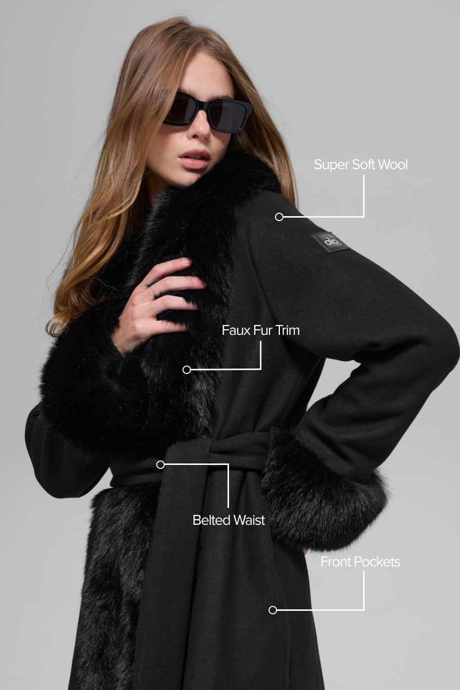 Alo Yoga Faux Fur Trimmed Longline Coat - Black
