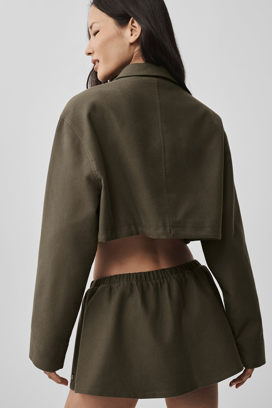 Alo Yoga Cropped Fan Favorite Full Zip Jacket - Olive Tree
