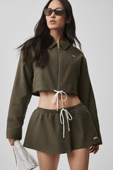Alo Yoga Cropped Fan Favorite Full Zip Jacket - Olive Tree