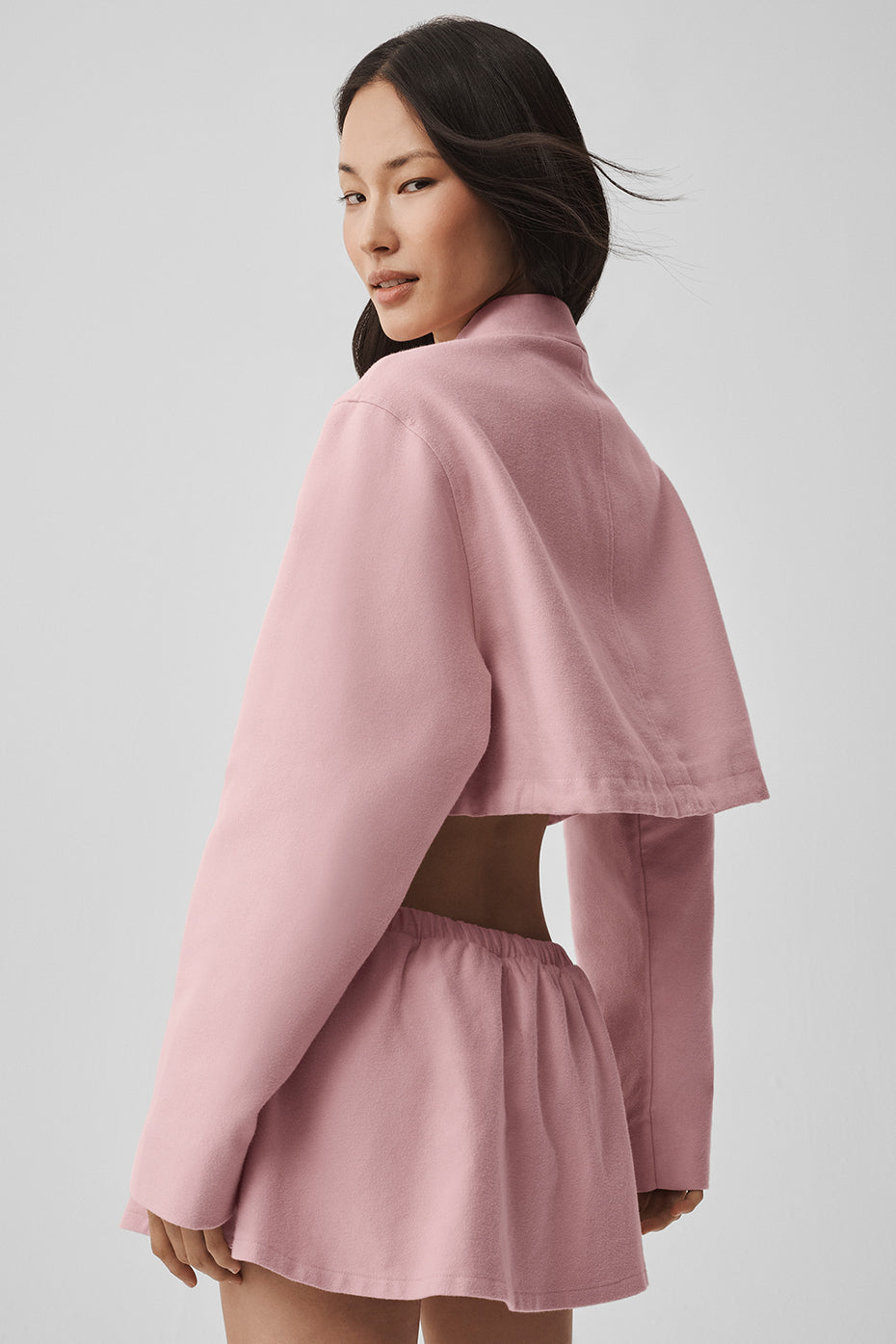 Alo Yoga Cropped Fan Favorite Full Zip Jacket - Vintage Pink