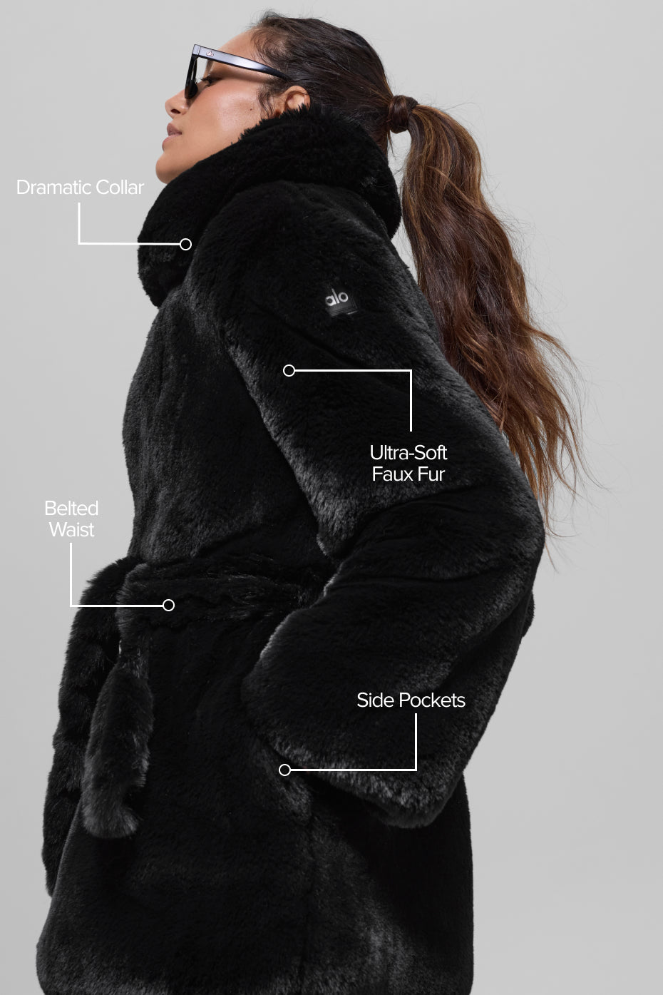 Alo Yoga Faux Fur Starstruck Coat - Black