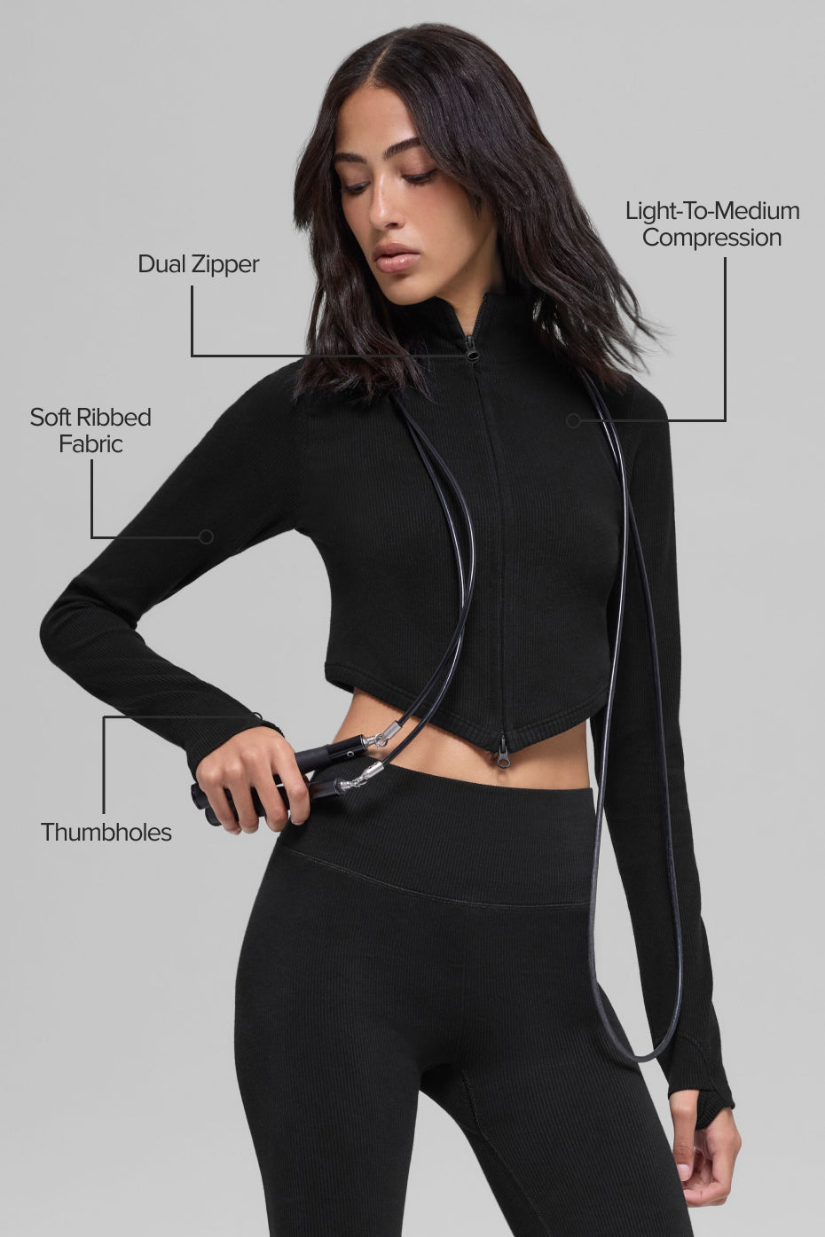 Alo Yoga Seamless Two Tone Rib Jacket - Black