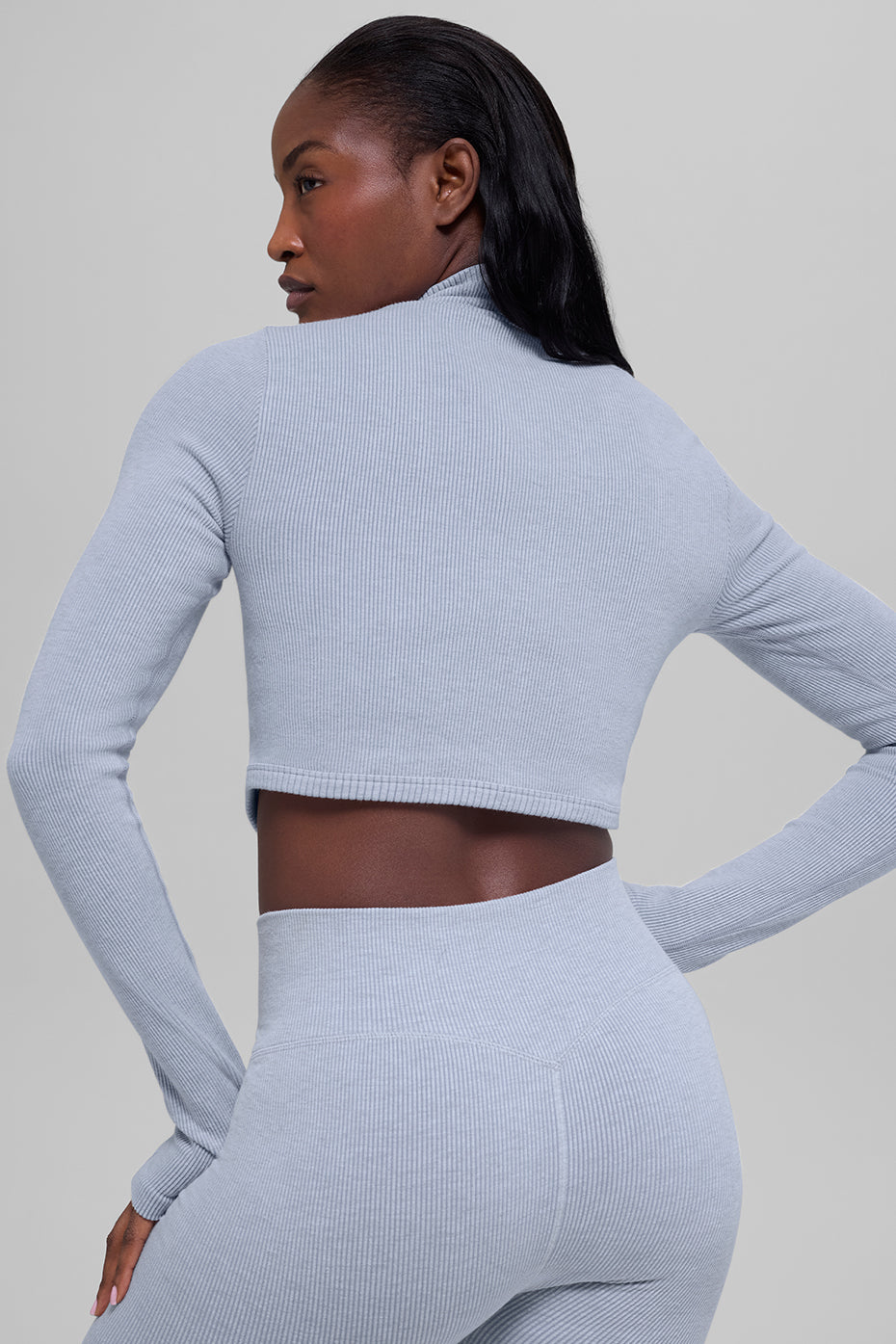 Alo Yoga Seamless Two Tone Rib Jacket - Winter Frost Heather