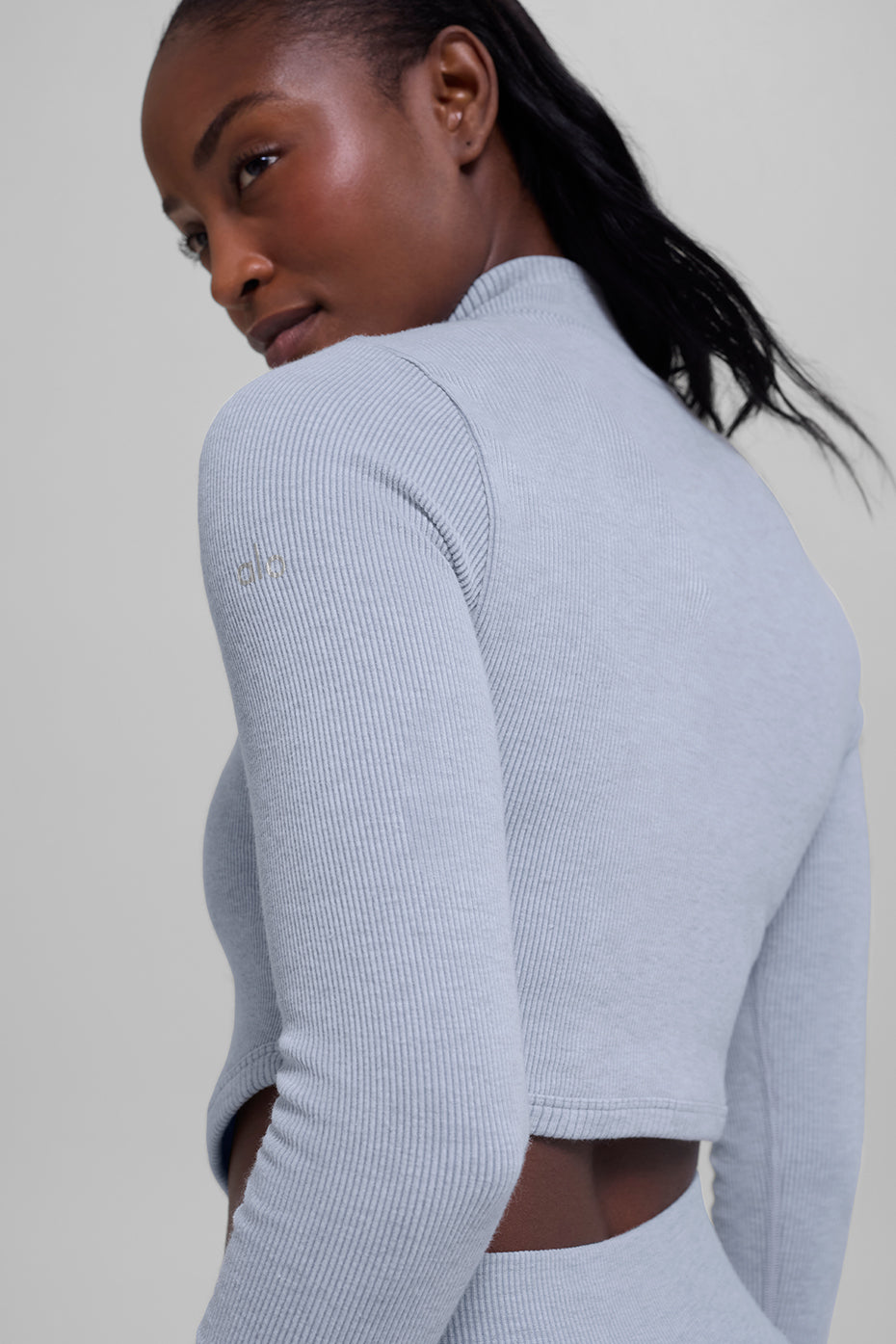 Alo Yoga Seamless Two Tone Rib Jacket - Winter Frost Heather