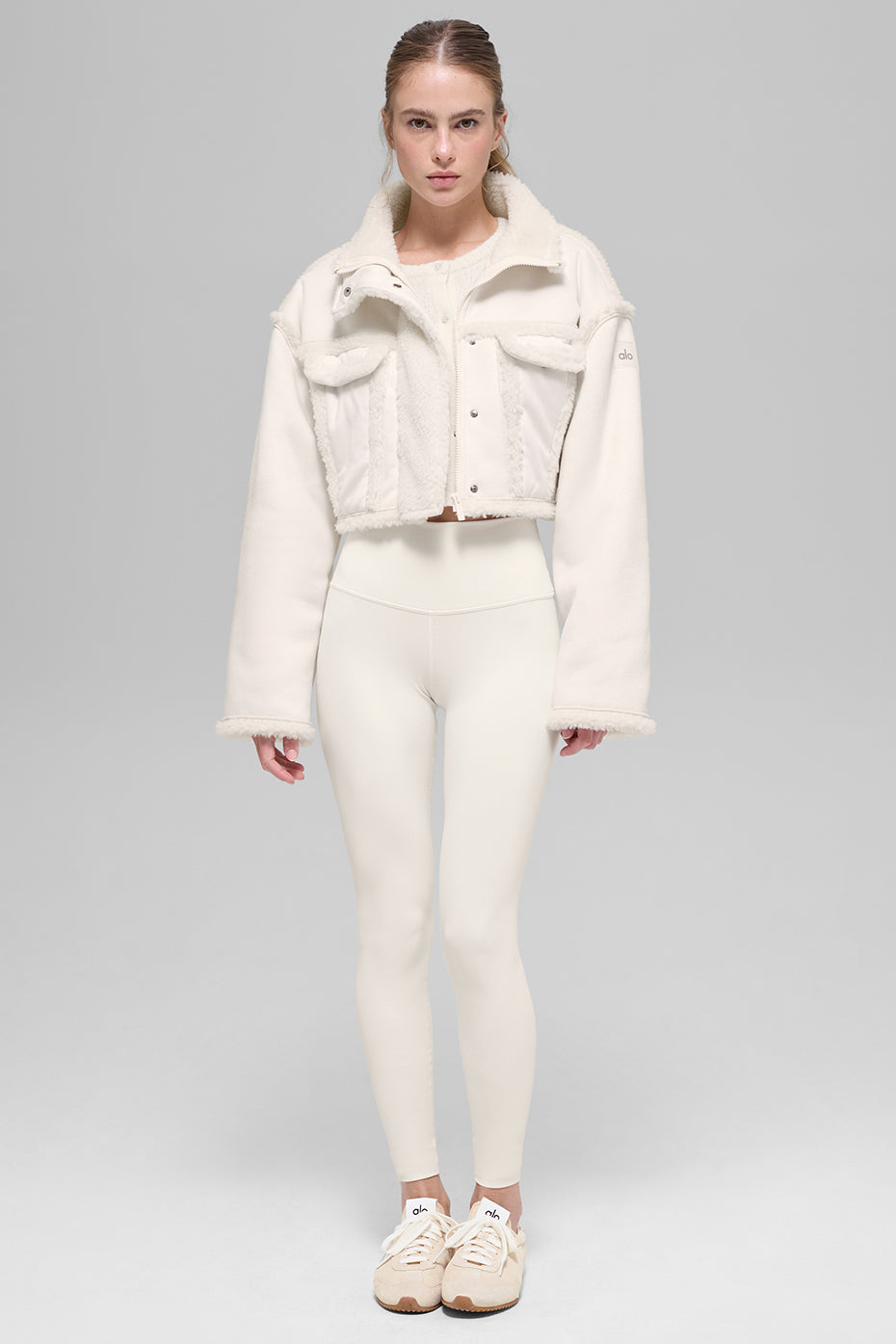 Alo Yoga Faux Shearling Snowfall Cropped Jacket - Ivory