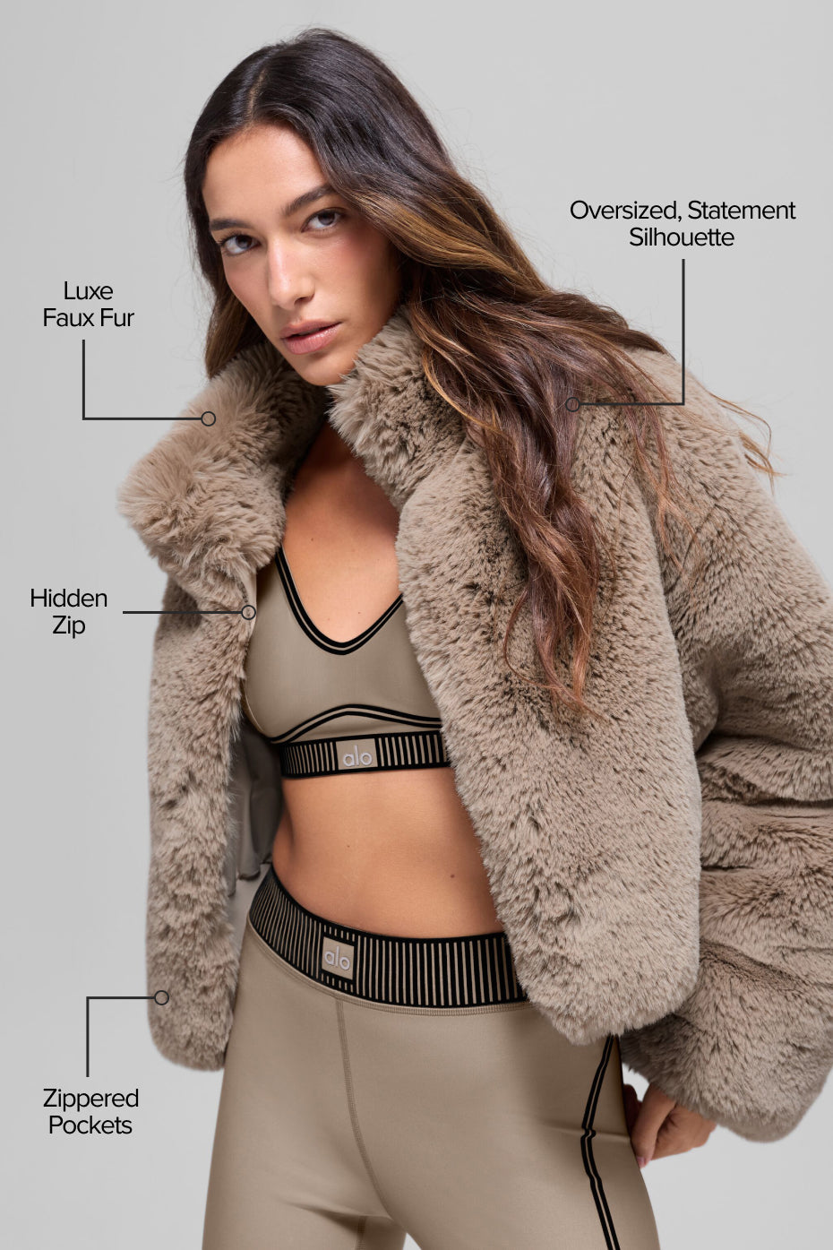 Alo Yoga Faux Fur Allure Jacket - Oat