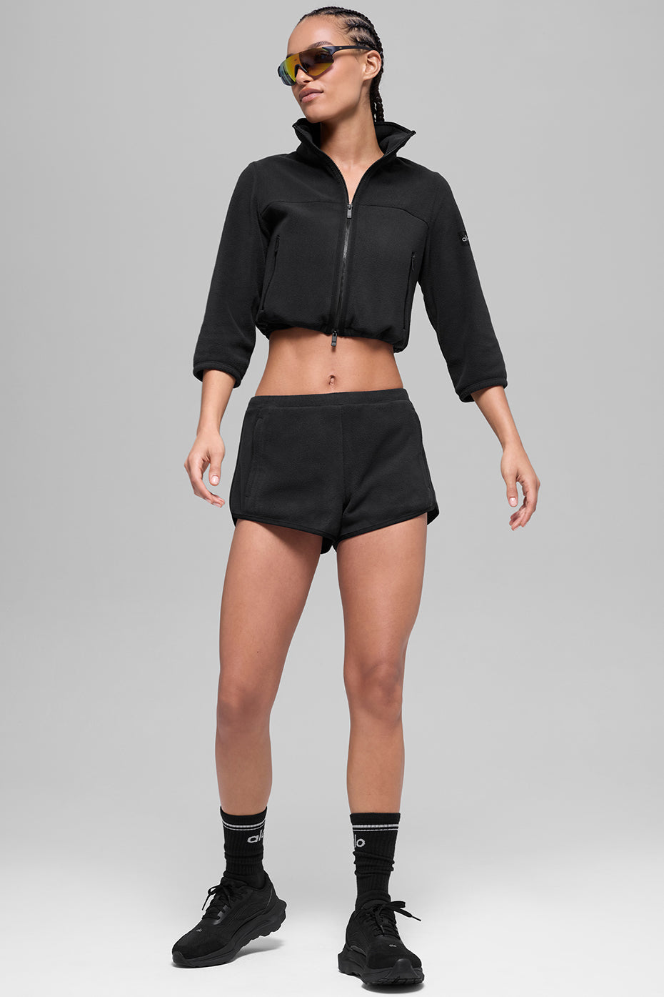 Alo Yoga Polar Fleece Retreat Cropped Jacket - Black