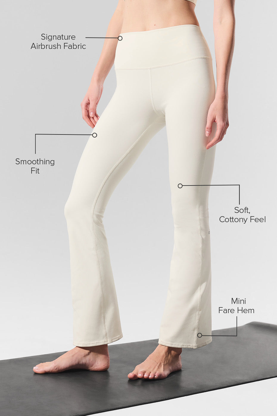 Alo Yoga Airbrush High-Waist Bootcut Legging (Short) - Ivory