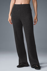 Alo Yoga Cashmere High-Waist Plush Waffle Pant - Dark Heather Grey