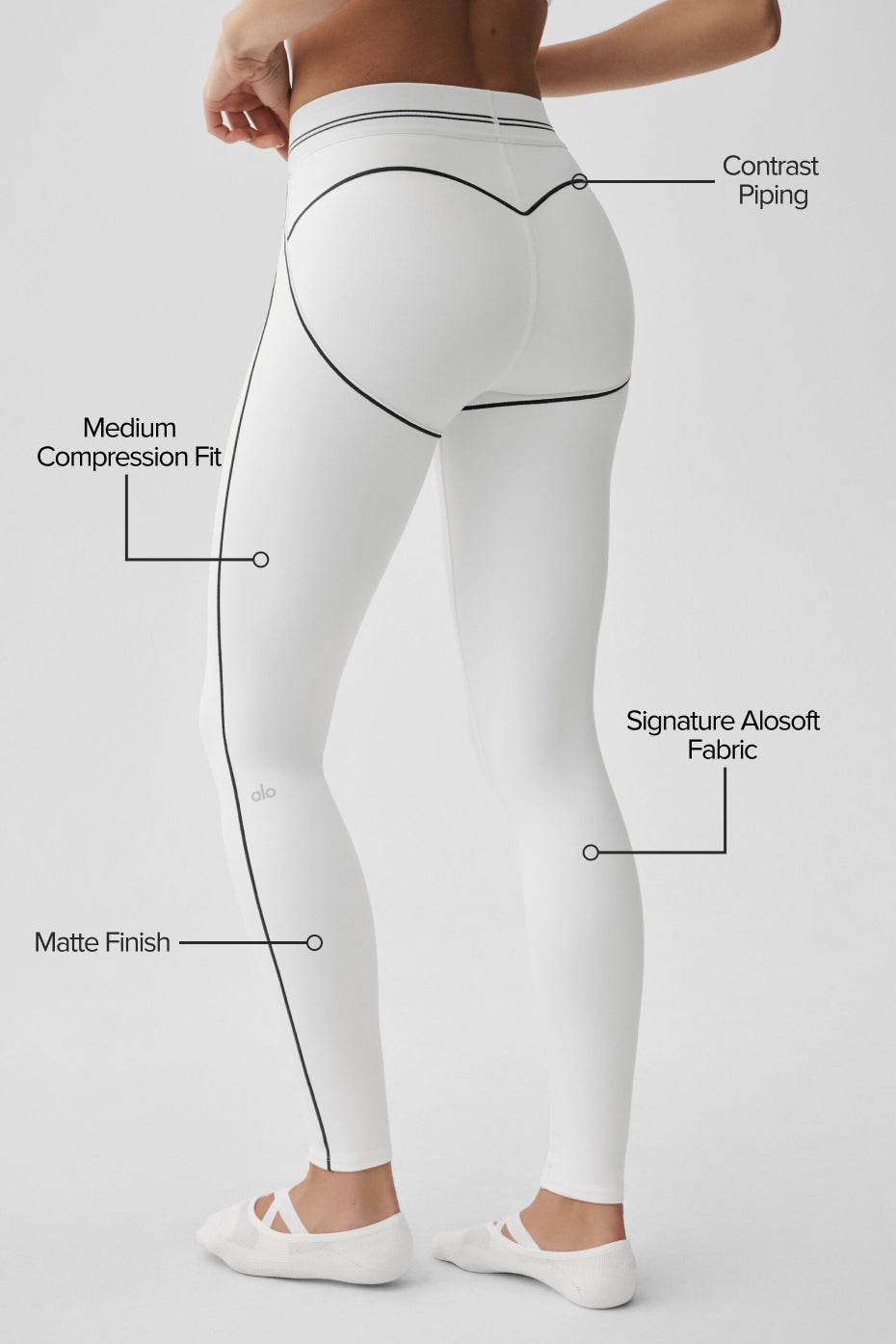 Alo Yoga Airbrush High-Waist Heart Throb Legging - White/Black