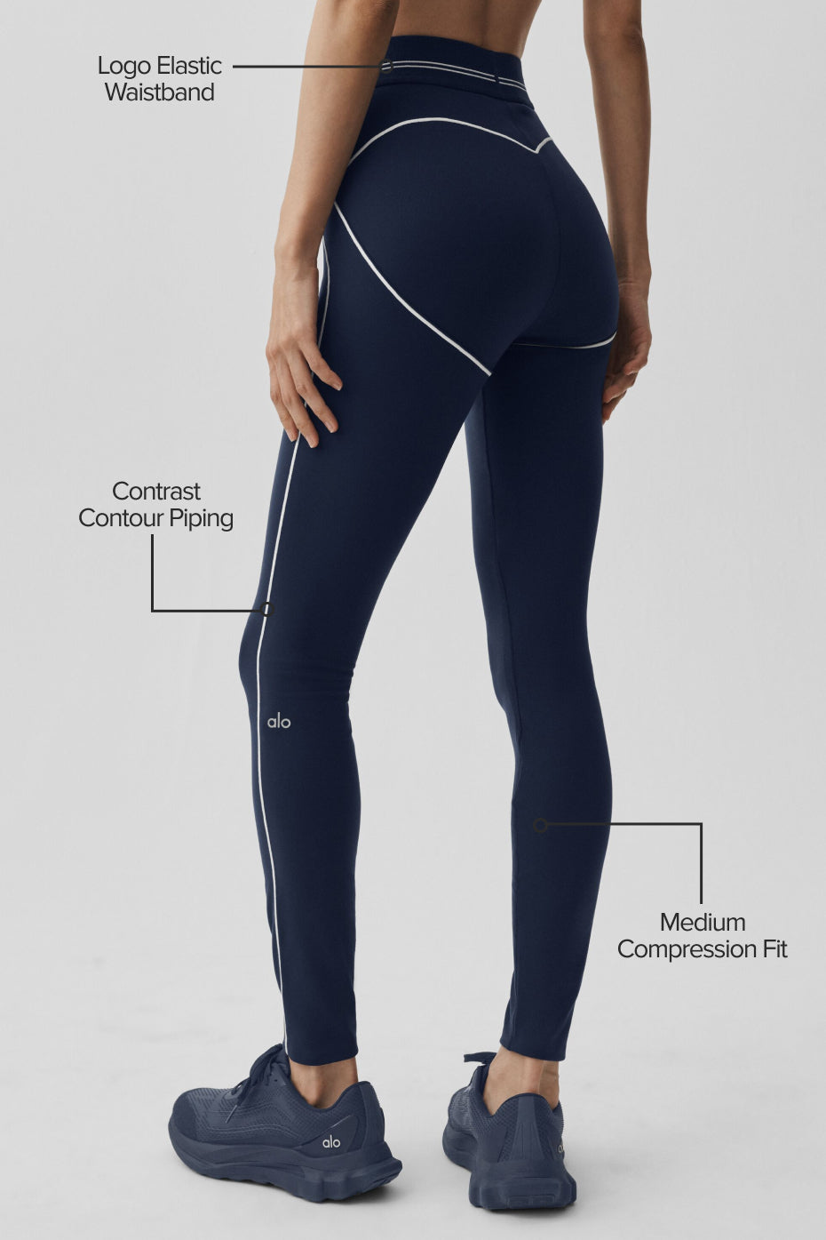 Alo Yoga Airbrush High-Waist Heart Throb Legging - Navy/White