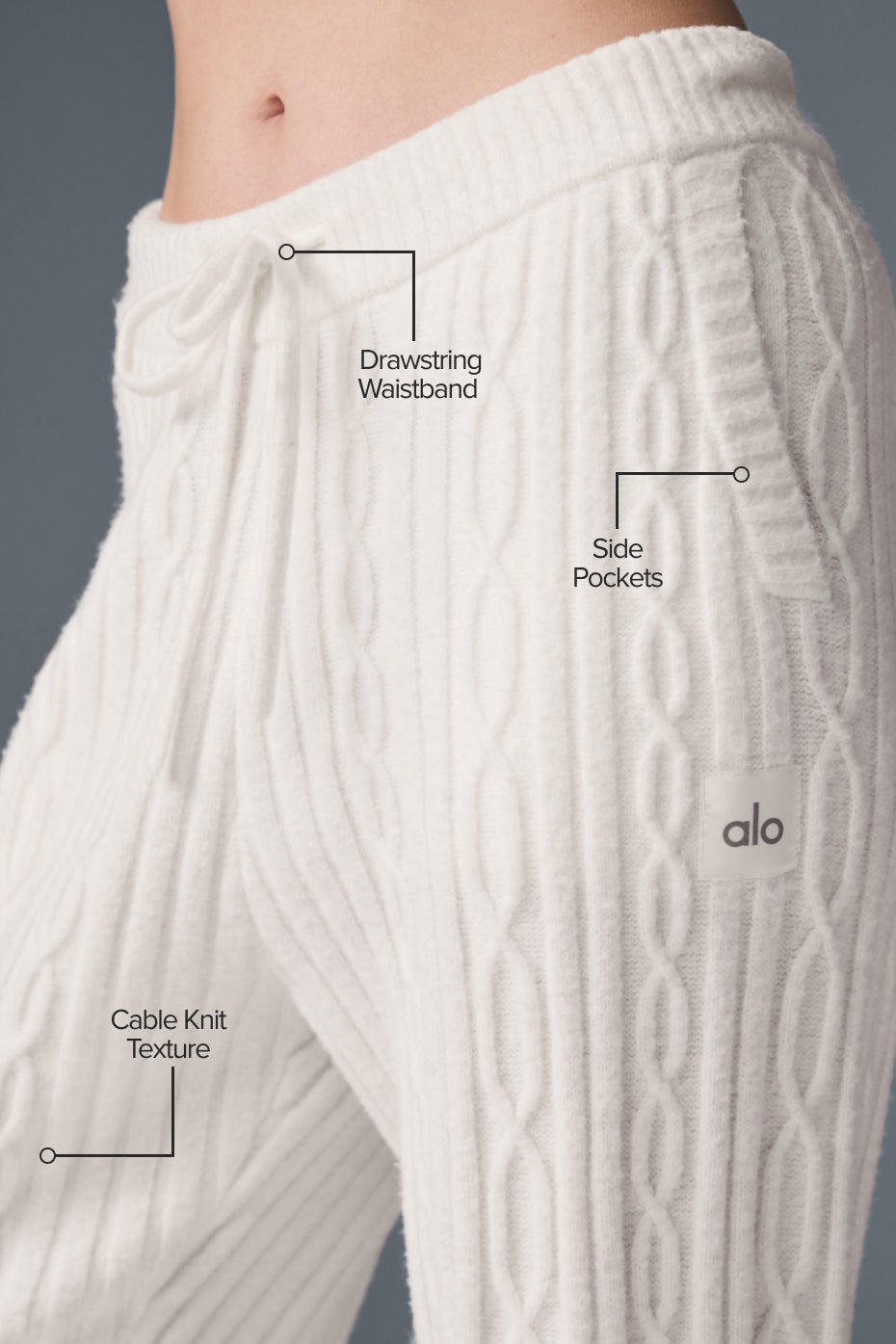 Alo Yoga Cable Knit Winter Bliss Pant - Ivory