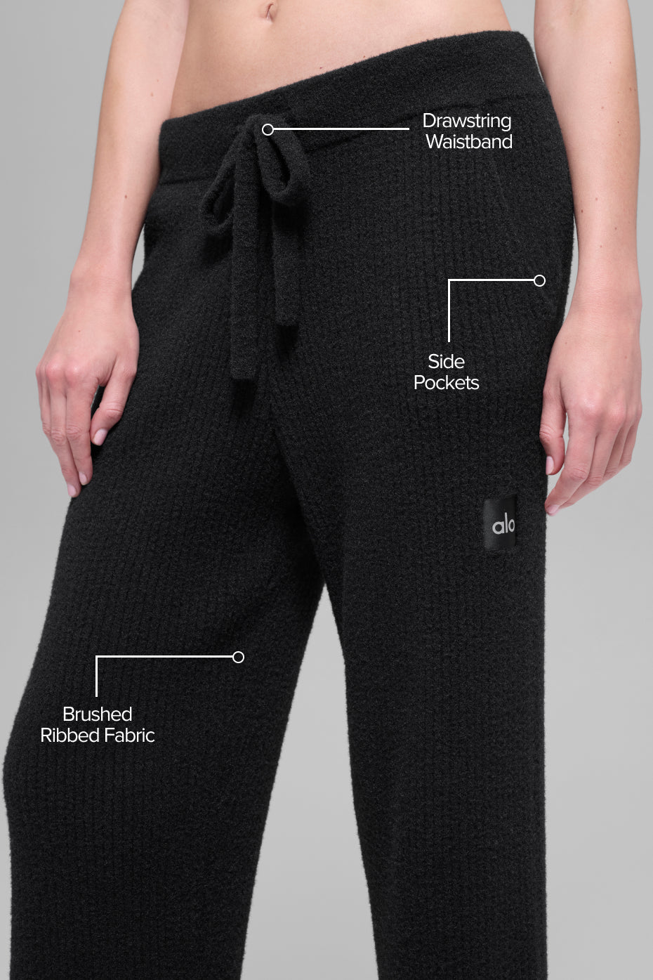 Alo Yoga Snuggle Up Sweater High-Waist Wide Leg Pant - Black