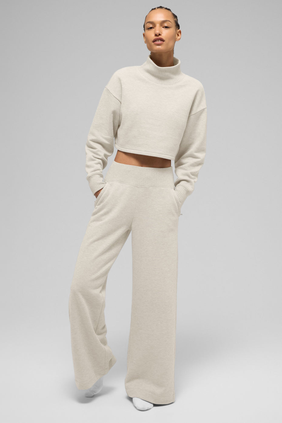 Alo Yoga Serenity Wide Leg Sweatpant - Oatmeal Heather