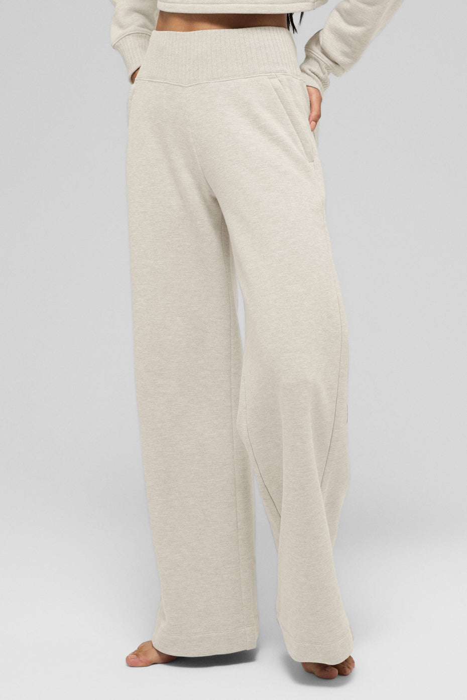 Alo Yoga Serenity Wide Leg Sweatpant - Oatmeal Heather