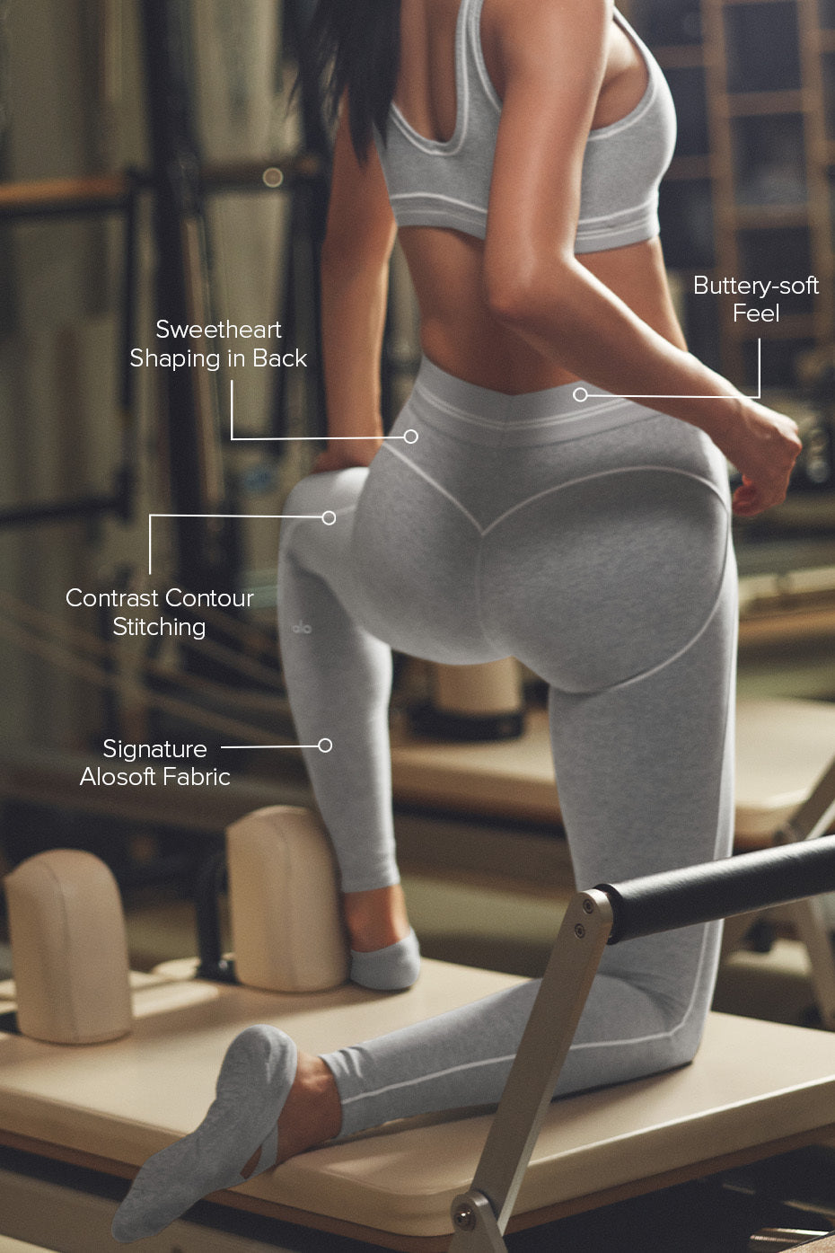 Alo Yoga Alosoft High-Waist Heart Throb Legging - Athletic Heather Grey/White