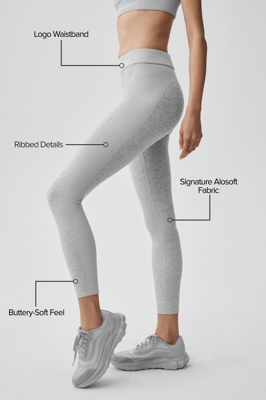 Alo Yoga Alosoft High-Waist 7/8 Relay Legging - Athletic Heather Grey/White