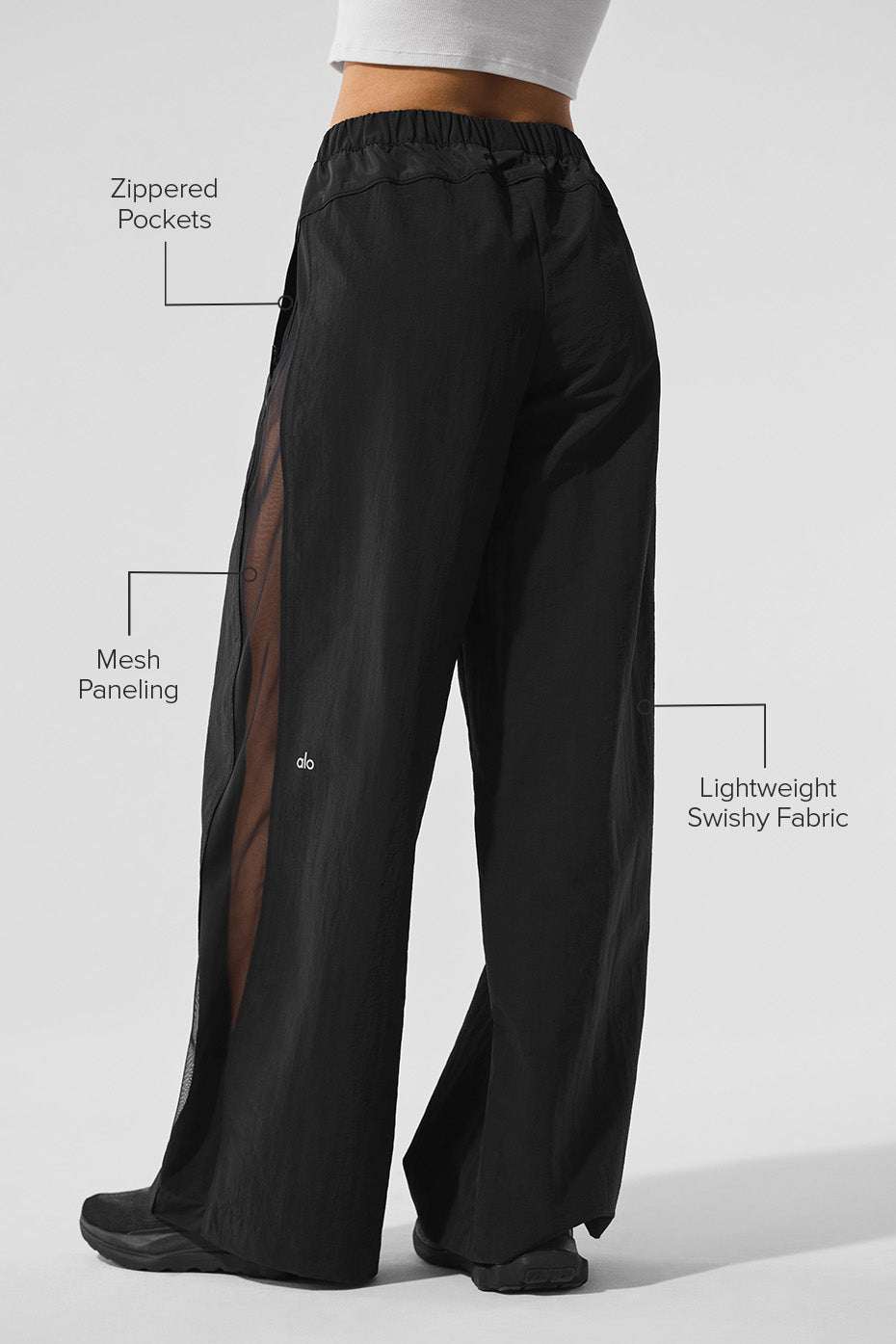 Alo Yoga High-Waist Origin Wide Leg Track Pant - Black