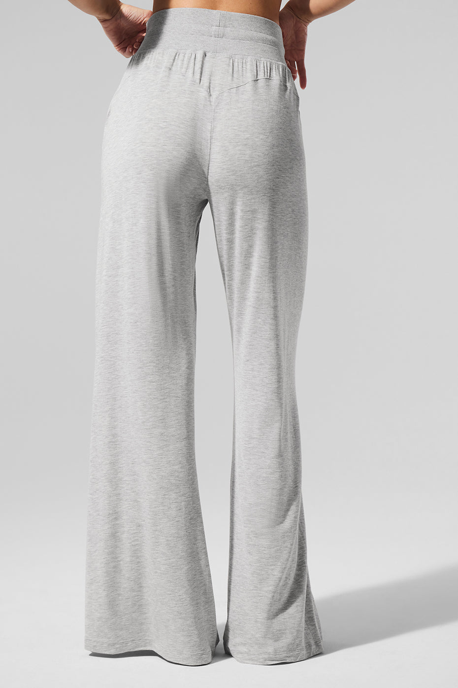 Alo Yoga Semi-Sheer Delicate Lounge Flare Pant (Regular) - Athletic Heather Grey