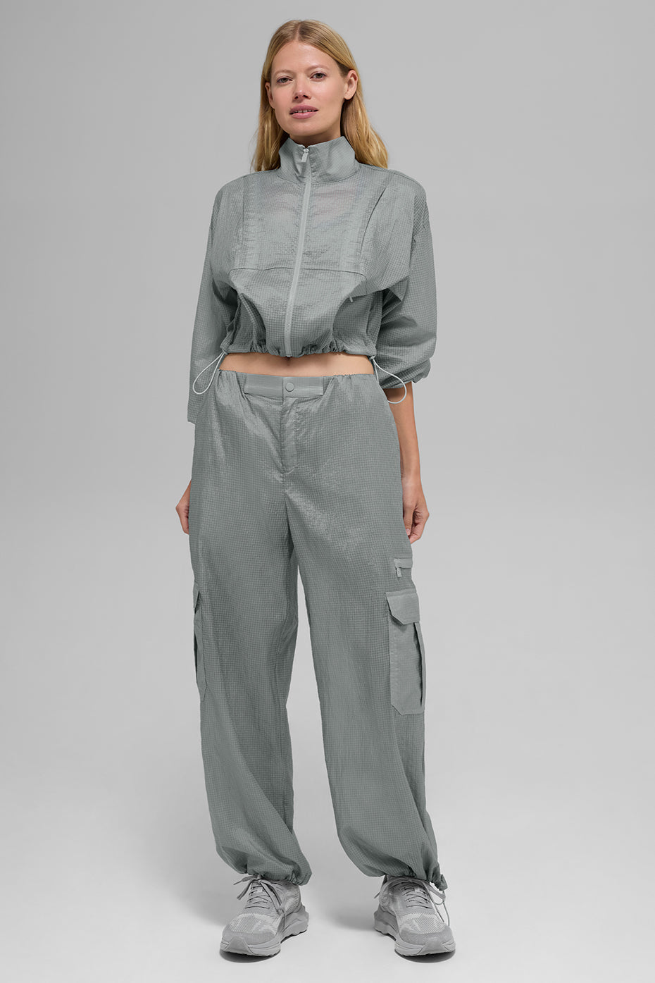 Alo Yoga Sheer Game Time Wide Leg Jogger - Lunar Grey
