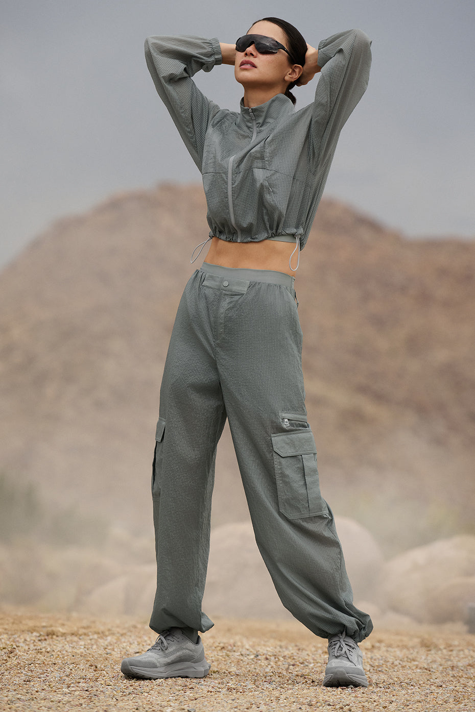 Alo Yoga Sheer Game Time Wide Leg Jogger - Lunar Grey