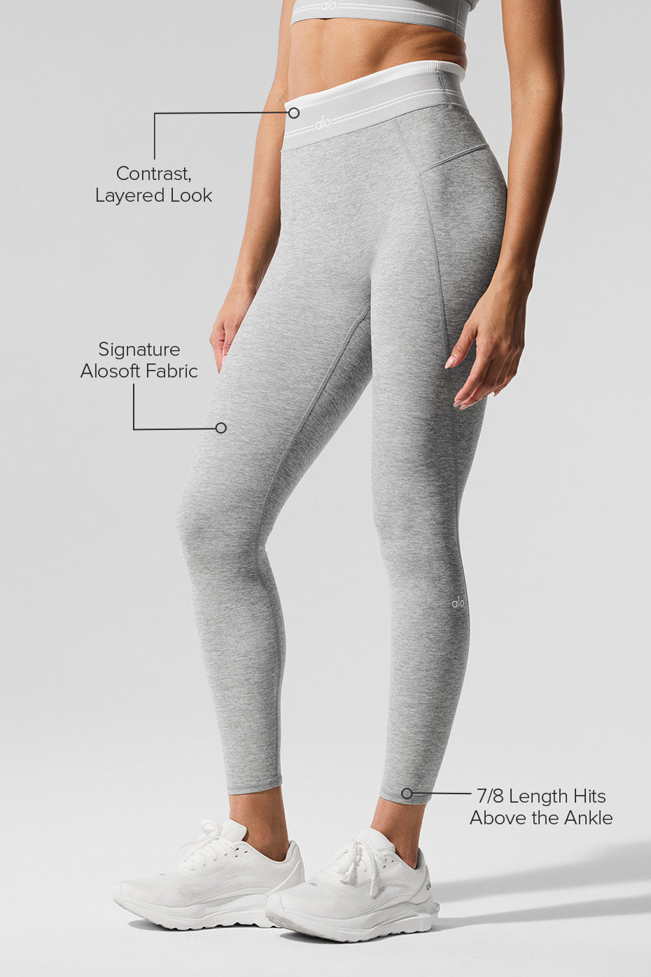 Alo Yoga Alosoft High-Waist 7/8 Better Together Legging - Athletic Heather Grey/White