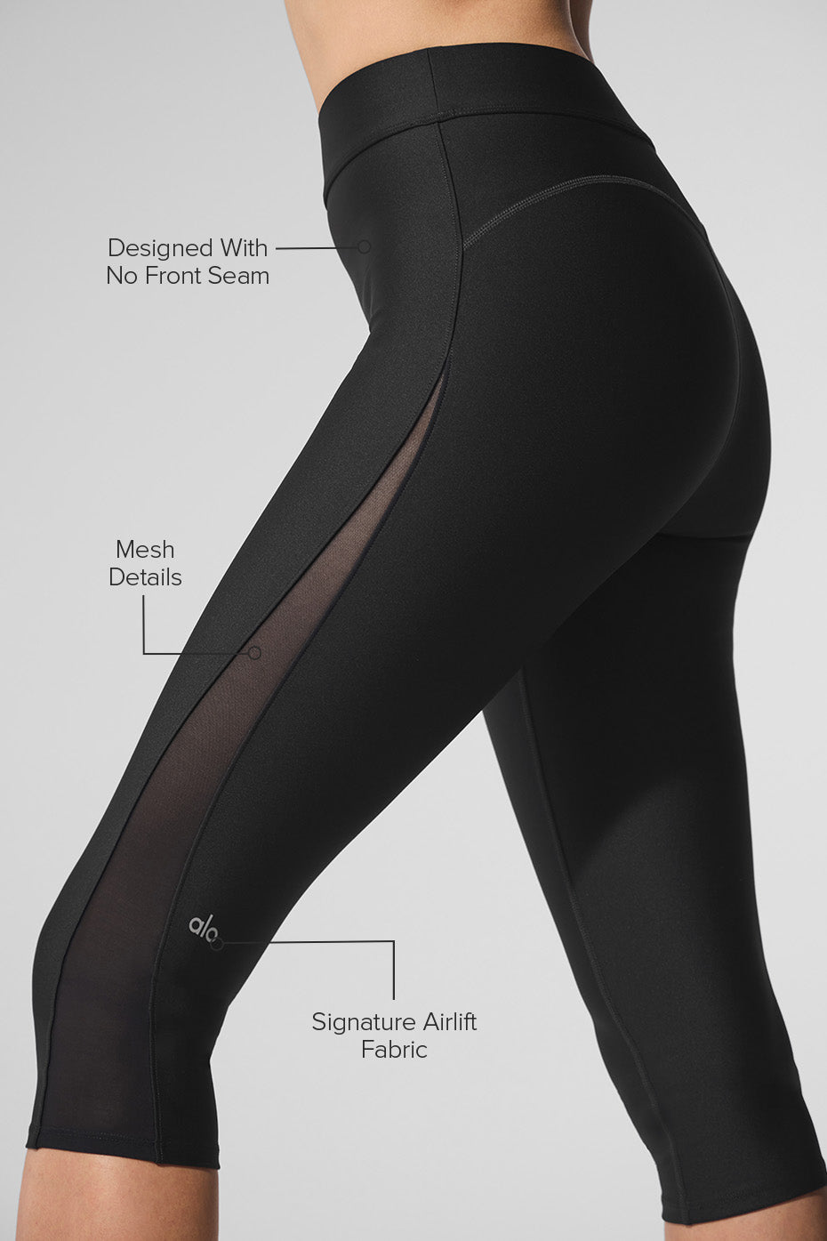 Alo Yoga Airlift Mesh High-Waist Just Right Capri - Black