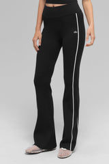 Alo Yoga Ribbed Sweater Knit Highline Flare Pant - Black/White
