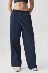 Alo Yoga Pinstripe Daylight Boxer Pant (Regular) - Navy/Ivory