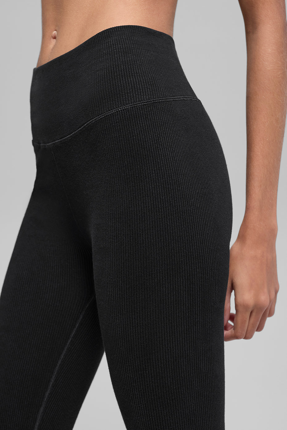 Alo Yoga Seamless High-Waist Two Tone Rib Legging - Black