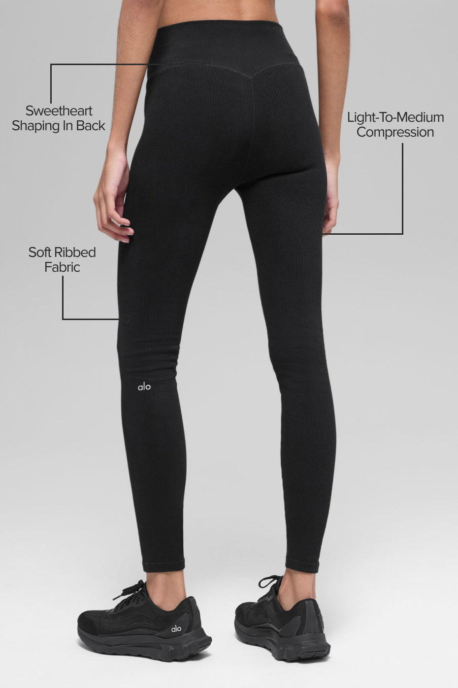 Alo Yoga Seamless High-Waist Two Tone Rib Legging - Black