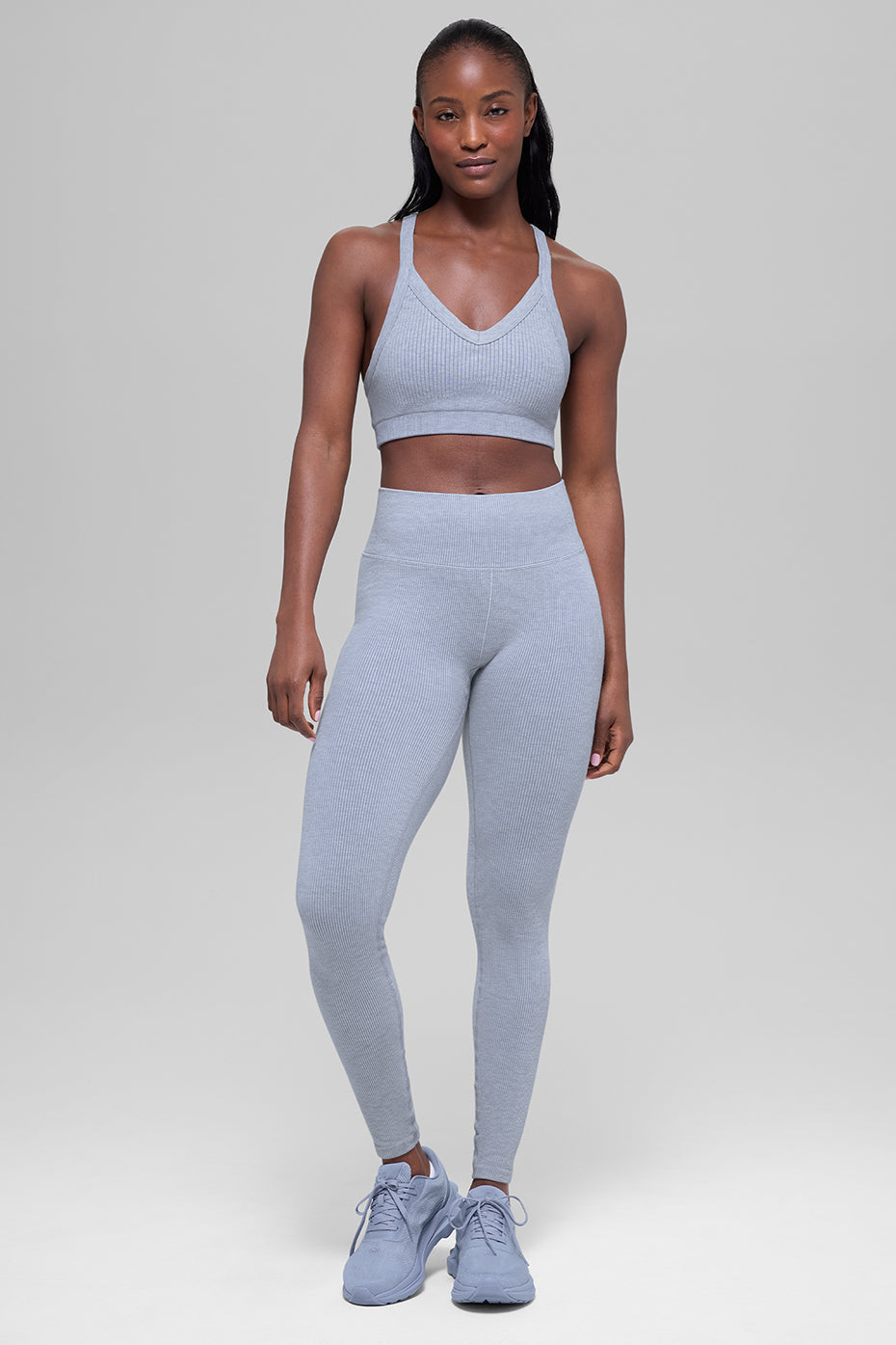 Alo Yoga Seamless High-Waist Two Tone Rib Legging - Winter Frost Heather