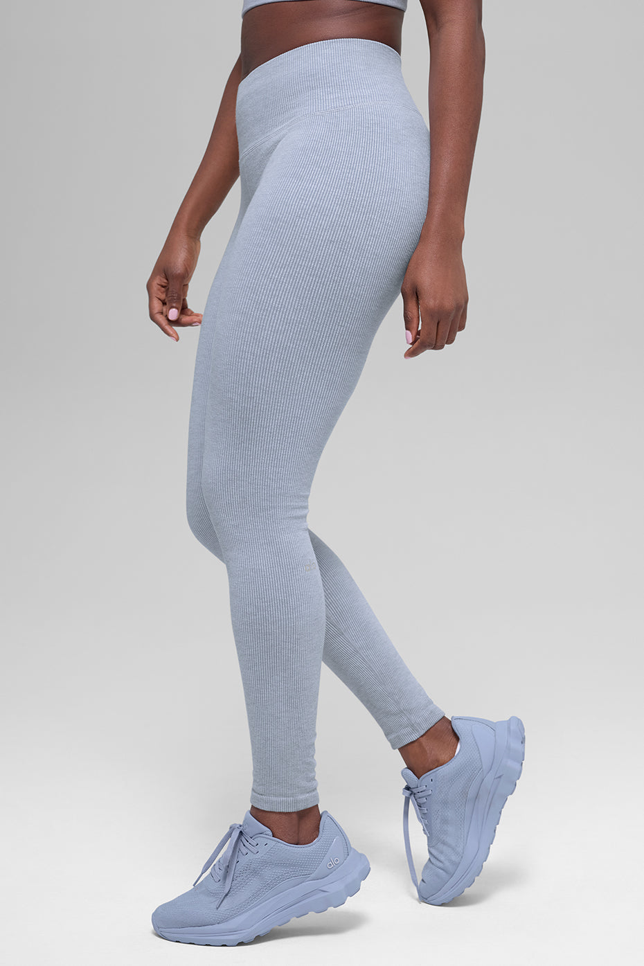 Alo Yoga Seamless High-Waist Two Tone Rib Legging - Winter Frost Heather