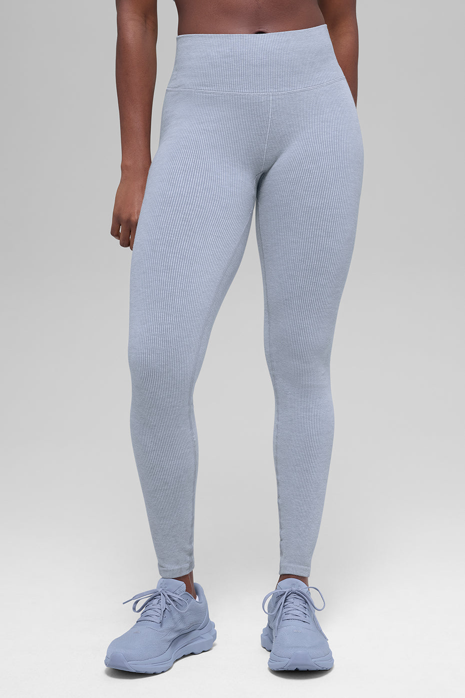 Alo Yoga Seamless High-Waist Two Tone Rib Legging - Winter Frost Heather
