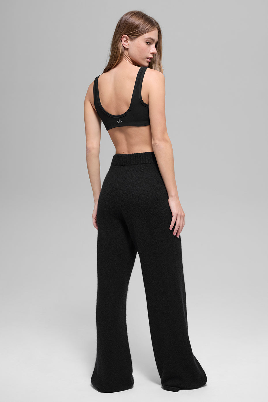 Alo Yoga Wool Cashmere High-Waist New Class Wide Leg Pant - Black